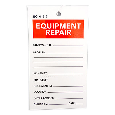 2 Part Equipment Repair Tag 1