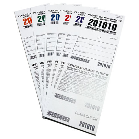 4 Part Barcoded Valet Ticket (3in  x  9.25in)
