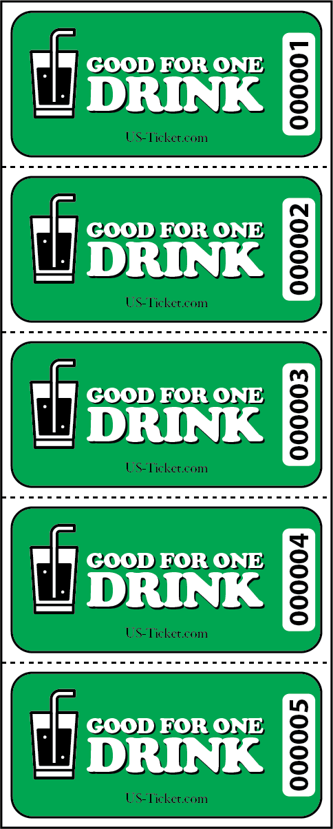 Good for One Drink Sheet Tickets