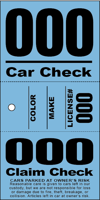 3 Part Valet Ticket With Vehicle Diagram Red