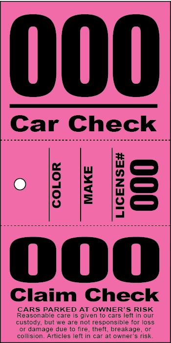3 Part Valet Ticket With Vehicle Diagram Green