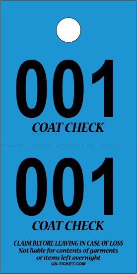 3 Part Coat Check Ticket