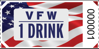 VFW 1 Drink  Flag Roll Ticket