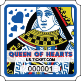 Blue Premium Queen Of Hearts Single Part Roll Ticket