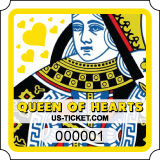 Yellow Premium Queen Of Hearts Single Part Roll Ticket