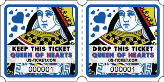 Blue Premium Queen Of Hearts Two Part Roll Ticket