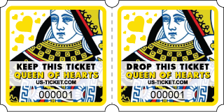 Yellow Premium Queen Of Hearts Two Part Roll Ticket