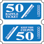 Blue Premium 50/50 Raffle Coupon Roll Tickets
