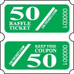 Green Premium 50/50 Raffle Coupon Roll Tickets