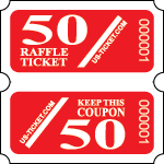 Red Premium 50/50 Raffle Coupon Roll Tickets