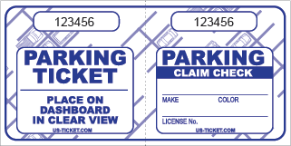 Valet Ticket Roll Blue