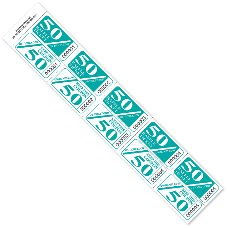 50/50 Raffle Strip Tickets Aqua