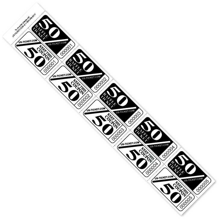 50/50 Raffle Strip Tickets Black