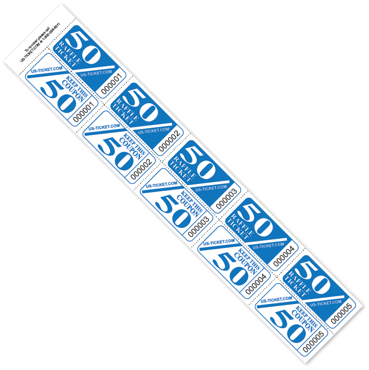 50/50 Raffle Strip Tickets Blue