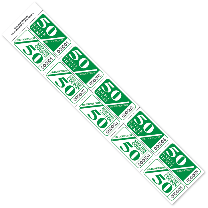 50/50 Raffle Strip Tickets Green