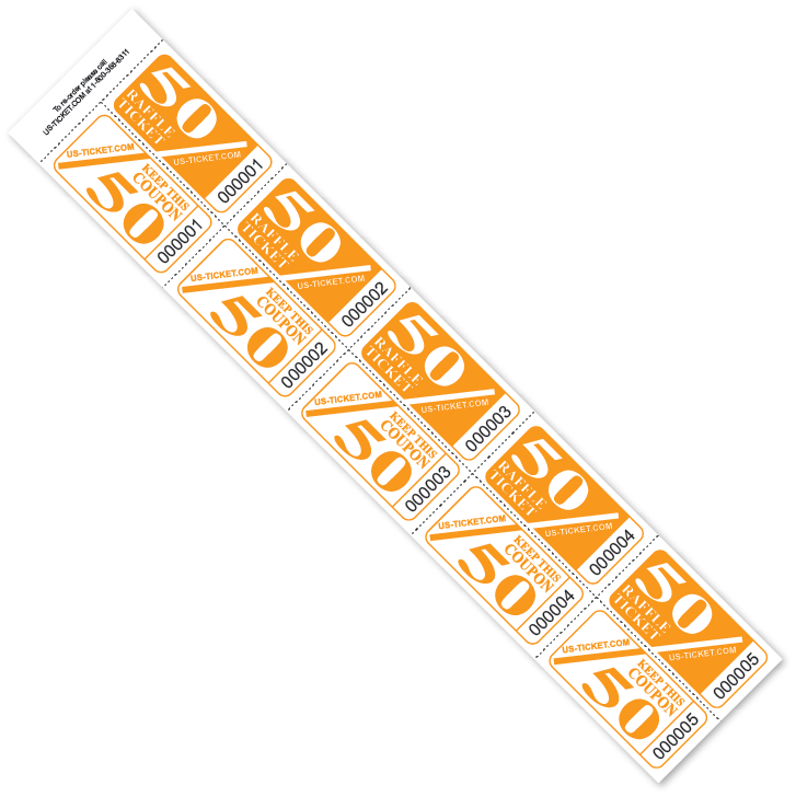 50/50 Raffle Strip Tickets Orange