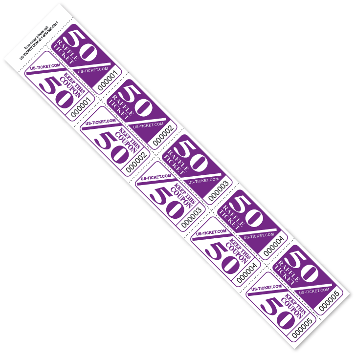 50/50 Raffle Strip Tickets Purple