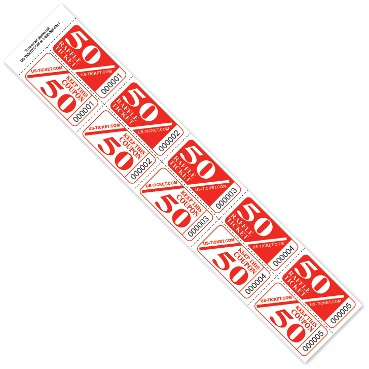 50/50 Raffle Strip Tickets Red