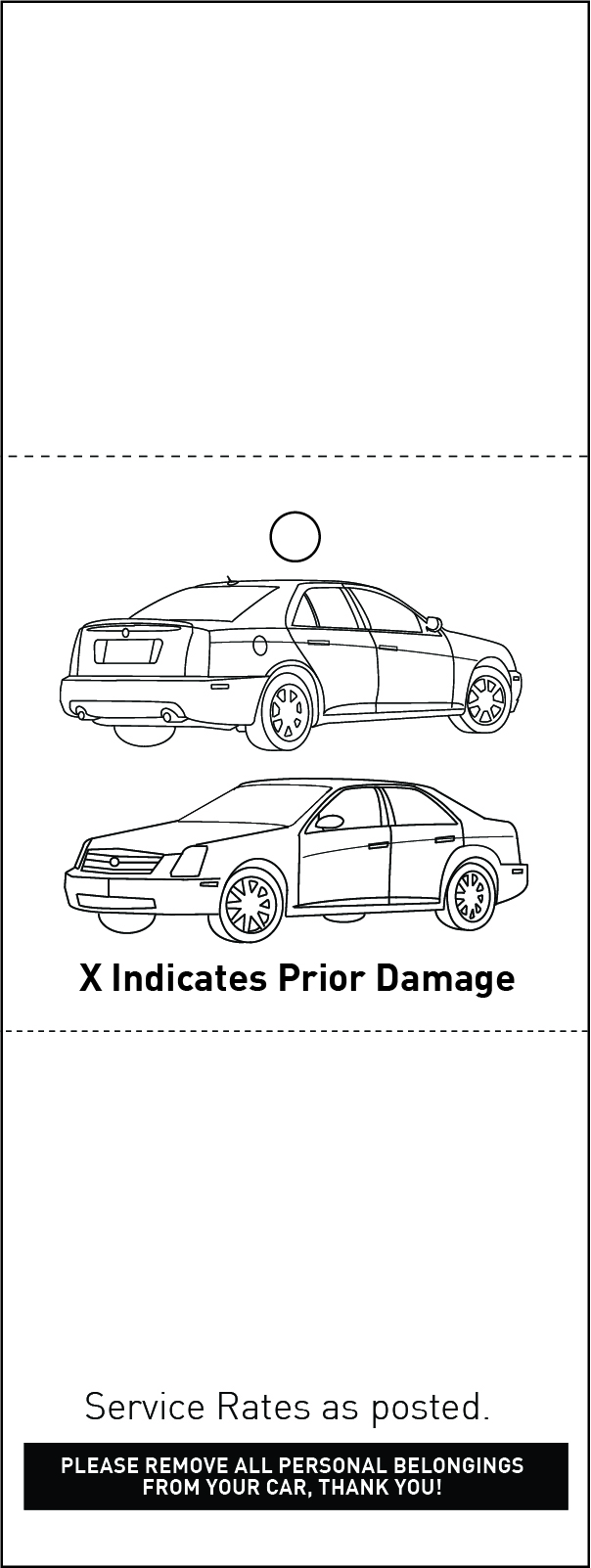 3 Part Barcoded Valet Ticket (3in x 8in)