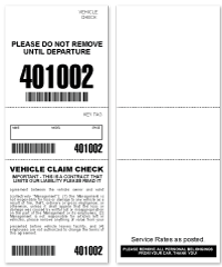3 Part Barcoded Valet Ticket Black