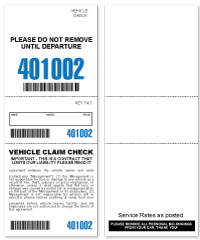 3 Part Barcoded Valet Ticket Blue