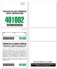 3 Part Barcoded Valet Ticket Green