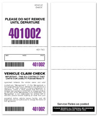 3 Part Barcoded Valet Ticket Purple