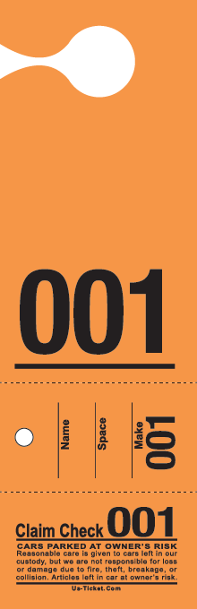 Colored Stock 3 Part Hanging Valet Ticket Red