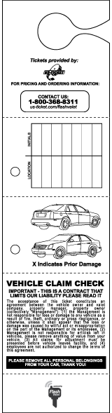5 Part Standard Flash Valet Hanger Tickets Backside