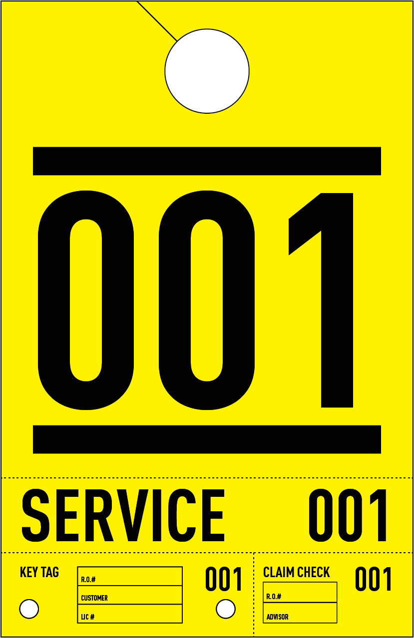 Dealership Service Repair Hang Tags - Colored Stocks