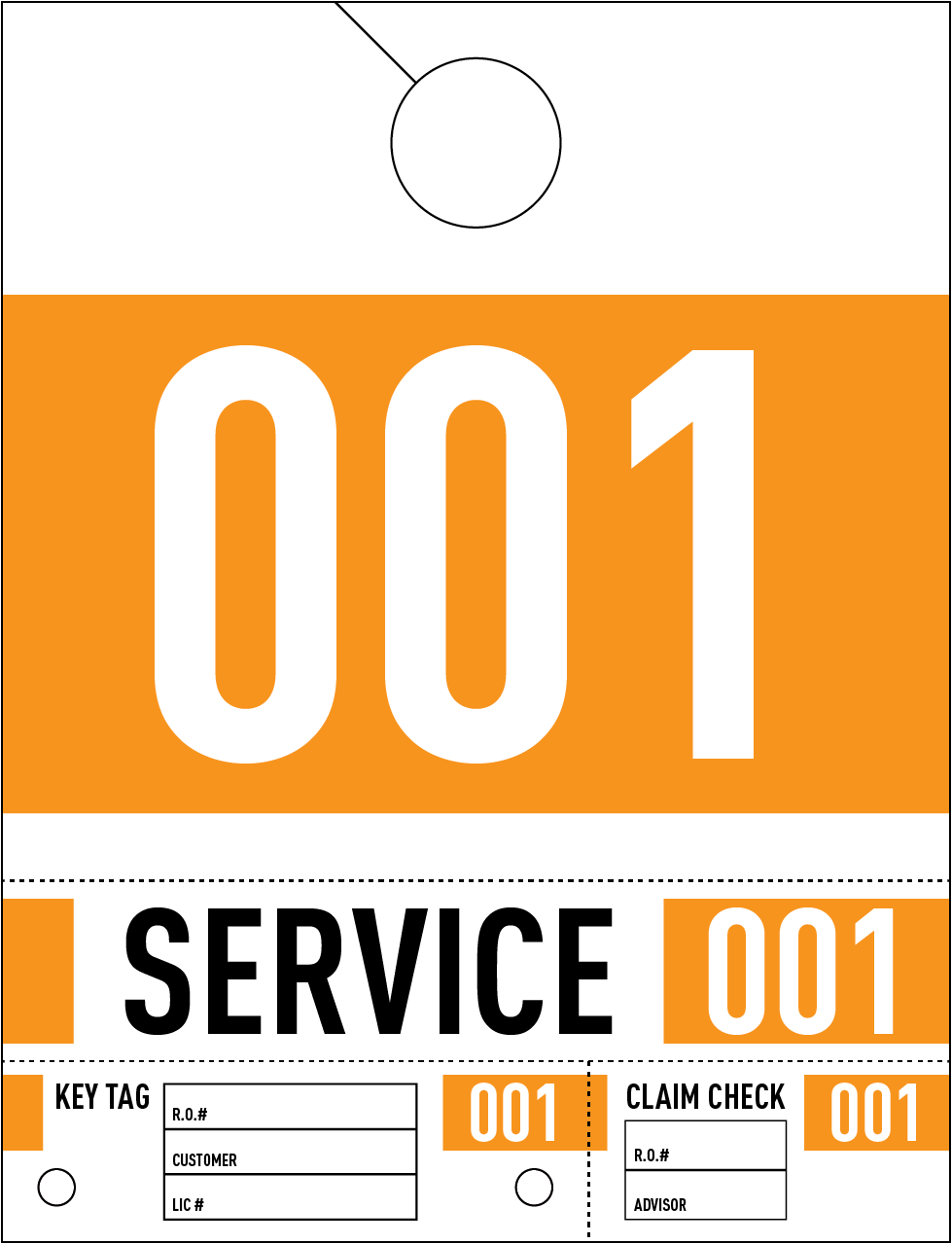 Dealership Service Repair Hang Tags Orange