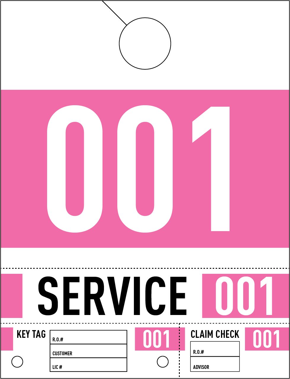Dealership Service Repair Hang Tags Pink
